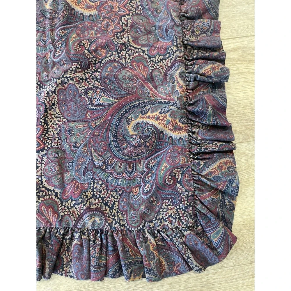 Vtg  Ralph‎ Lauren Farleigh Ruffled Paisely Euro Square Sham  24